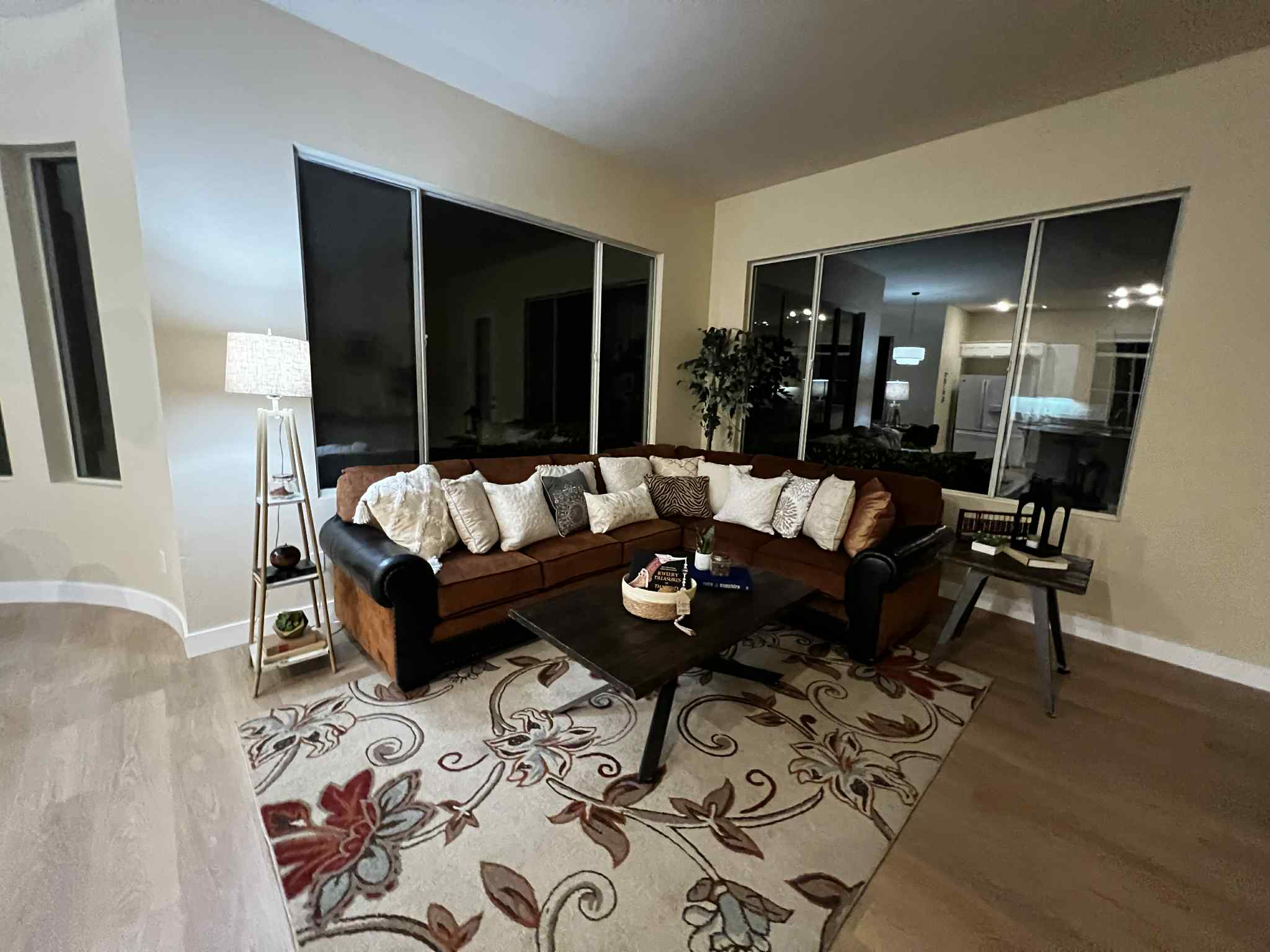 San Pasqual Retreat Family Room - casual retreat space with rich-toned sectional and warm lighting